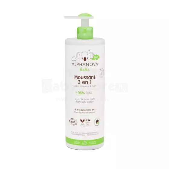 Alphanova Bebe Wash Gel 3 in 1 Art.287590 3in1 soothing washing gel-shampoo-bath foam with linden, chamomile and lavender, 400ml