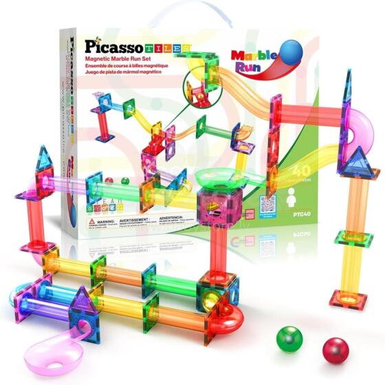 PICASSO TILES Magnētiskais konstruktors Marble Run 40 gab., PTG40