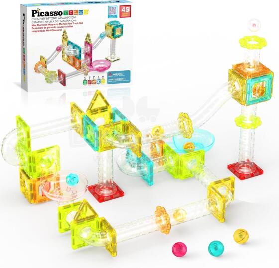 PICASSO TILES Magnētiskais konstruktors Marble Run 45 gab., PTMG45
