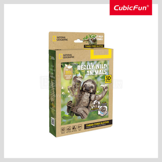 CUBICFUN NATIONAL GEOGRAPHIC 3D puzle Trīspirkstu sliņķis