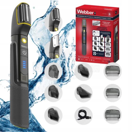 Vīriešu akumulatora trimmeris 8w1 sejai un ķermenim trimmeris Webber BG-600