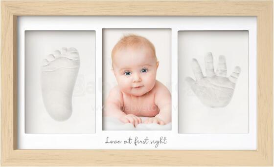 Baby Handprint and Footprint Maker Set Art for Baby Art.288168 Natural  Triple wooden frame