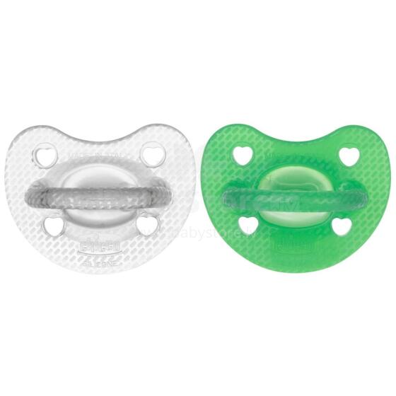 Chicco Silicone Physio Soft Art.288263 Mix Color  Соска безопасная для сна,силиконовая, литая, 0 м+,2 шт