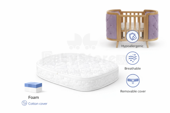 La Bebe™ Boho Bed Art.288283 Children's foam mattress 68x87x7cm (Compatible with Ingvart)