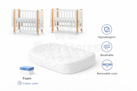 La Bebe™ Nika Bed Art.288288 Children's foam mattress 60x95x9cm (Compatible with Ingvart)