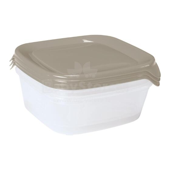 Pārtikas trauciņu komplekts 3 gab. kvadrāts 3x0,8L Fresh&amp;amp;Go bēšs 
