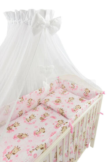 Bedding set - 6  parts - 120/90/360 - GIRAFFE - PINK