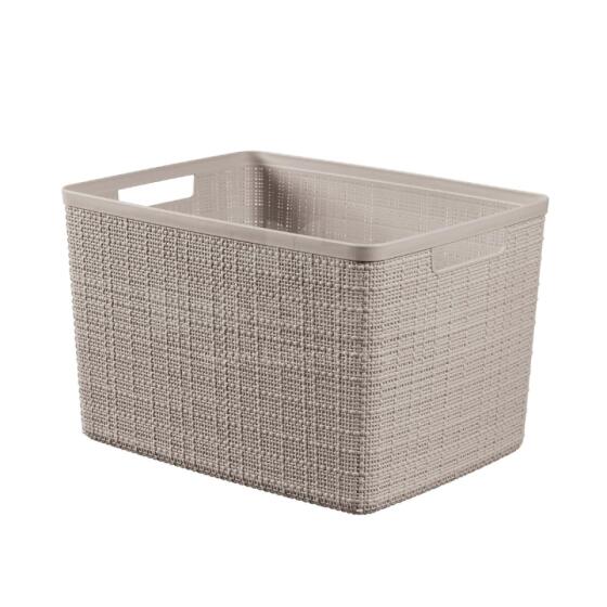 Джутовая корзина, длина 20 л, размеры 36x28x23 см, бежевая.