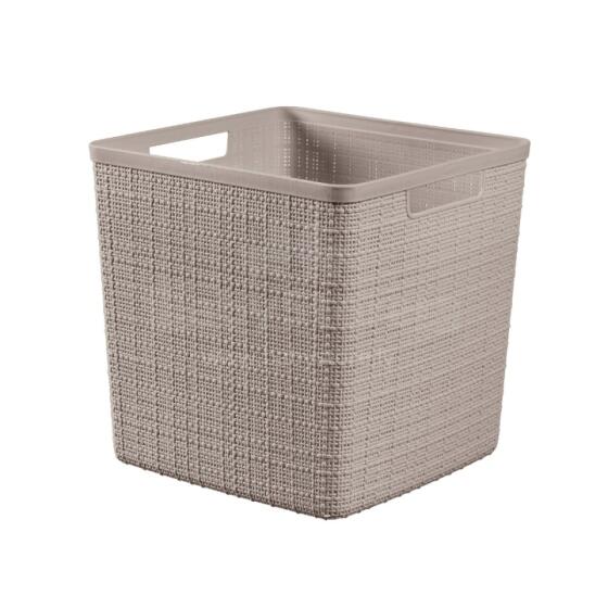 Квадратная корзина из джута, 17 л, 28x28x27 см, бежевая.