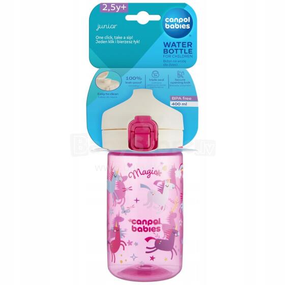 CANPOL 56/624_pin Water Bottle for Children from 2.5 Years Old JUNIOR Pink