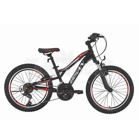 Bērnu velosipēds Bisan BUFFALO Matt Black/Red (Rata izmērs: 24 Rāmja izmērs: 12)