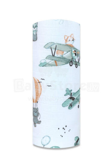 Autiņš - 14435 - TETRA PRINT - EGA - FOX lidmašīnā - ZAĻŠ - izmērs 70x80 cm