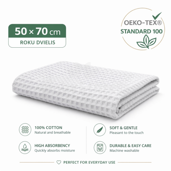Bebe Basic Waffle Towel  Art.288859 White  Vafeļa auduma kokvilnas dvielis 50 x 70cm