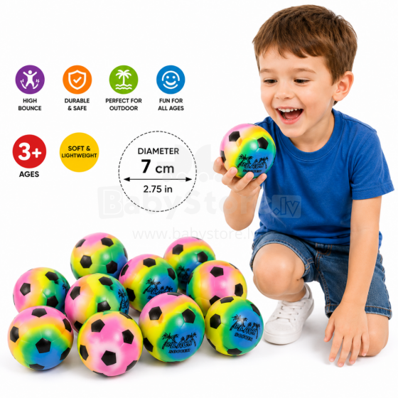 I-Toys Rainbow Soccer Ball Art.289024 Bumba no kaučuka diamets 7 cm