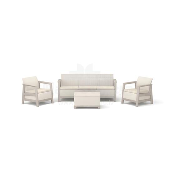 Dārza mēbeļu komplekts Scandi Linea 3 Seater Set oļu pelēks/gaiši bēšs