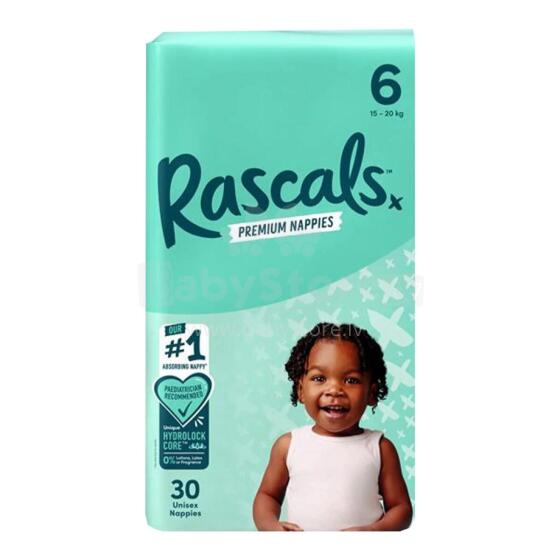 RASCALS autiņbiksītes, 6 izmērs, 15-20 kg., 30 gab.