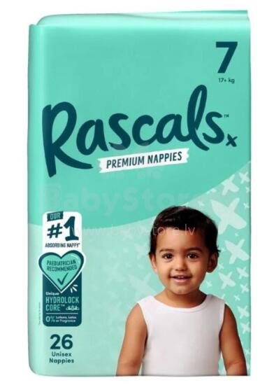 RASCALS autiņbiksītes, 7 izmērs, 17 kg+, 26 gab.