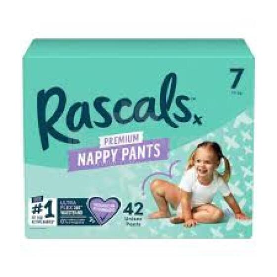 RASCALS autiņbiksītes-biksītes, 7 izmērs, 17 kg+, 42 gab.