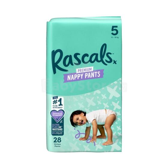 RASCALS autiņbiksītes-biksītes, 5 izmērs, 13-18 kg., 28 gab.