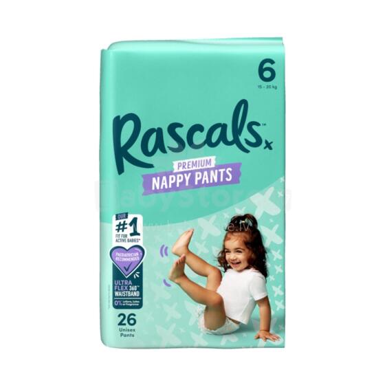 RASCALS autiņbiksītes-biksītes, 6 izmērs, 15-20 kg., 26 gab.