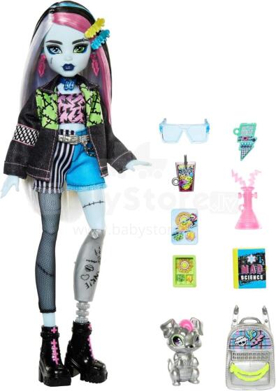 Monster High Frankie Stein Art.HXH73 Doll – Electrifying College Style with Watzie & Accessories (Articulated Figure)
