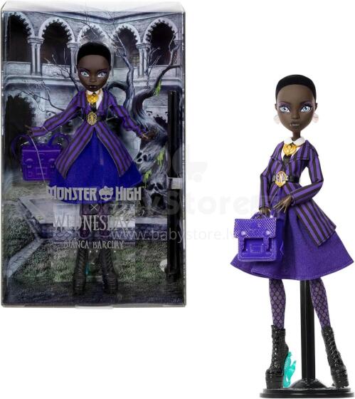 Monster High x Wednesday Bianca Barclay lelle – Nevermore akadēmijas stils ar sirēnas amuletu un aksesuāriem