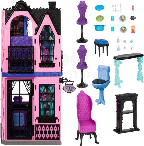 Monster High Buh-tique Hotel Folding Dollhouse Playset – Creepy Hotel with Surprises & 13+ Accessories
