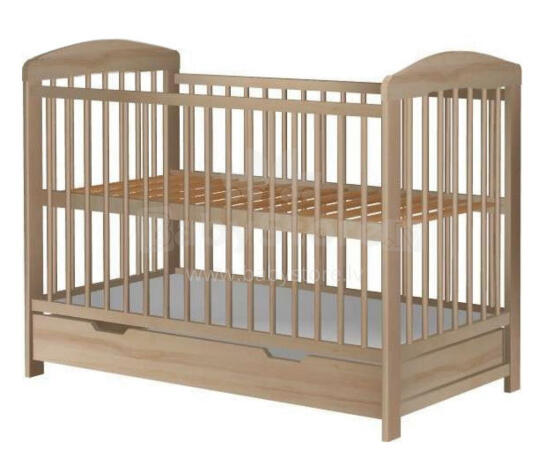 La Bebe™ Kids Wood Cot Pure Pine Art.279425 Natural Детская деревянная кроватка с ящиком120x60см