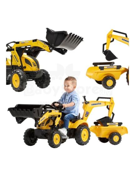 FALK Педальный трактор Komatsu с экскаваторным ковшом и прицепом 2-5 лет