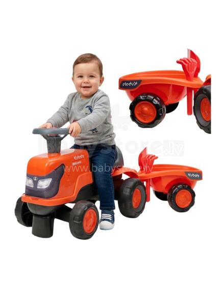 Трактор-каталка FALK Kubota оранжевый с прицепом тихие колеса + возраст 1-3 года