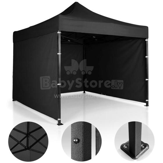 Dārza paviljons 3 sienas 3 x 3m melns plāns