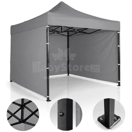 Dārza paviljons 3 sienas 3 x 3m pelēks plāns