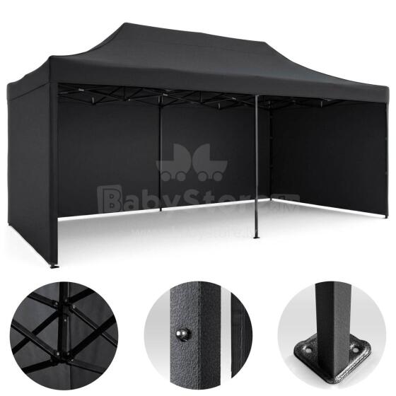 Dārza paviljons 3 sienas 3 x 6m melns plāns