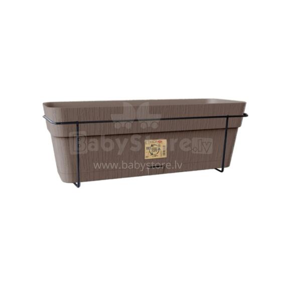 Balkona komplekts ar automātiskās laistīšanas sistēmu un metāla balstu 50x18x17cm brūns 