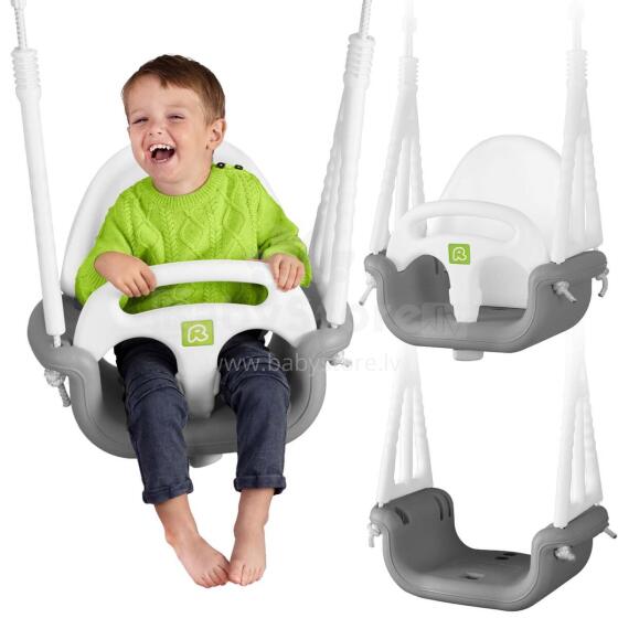 3-in-1 spainis šūpoles Ricokids pelēki-balts
