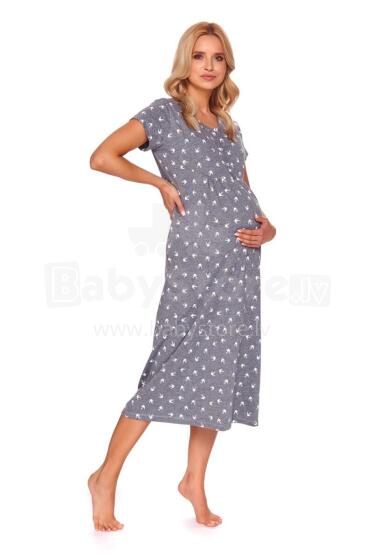 Doctornap  Cotton Night Dress Art.TM.4119.DARK_GREY.S.01   Хлопковая ночная рубашка для беременных/кормления