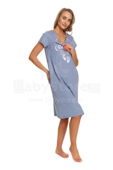 Doctornap  Cotton Night Dress Art.TCB.7459.SKY_BLUE.S.01  Kokvilnas naktskrekliņš grūtniecēm/barošanai