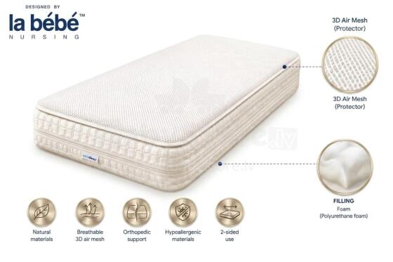 La Bebe™ Aerosleep Kind Pack 2-in-1 Art.290487 White   матраc на кроватку +защитный наматрасник с 3D-сеточкой 120x60 см