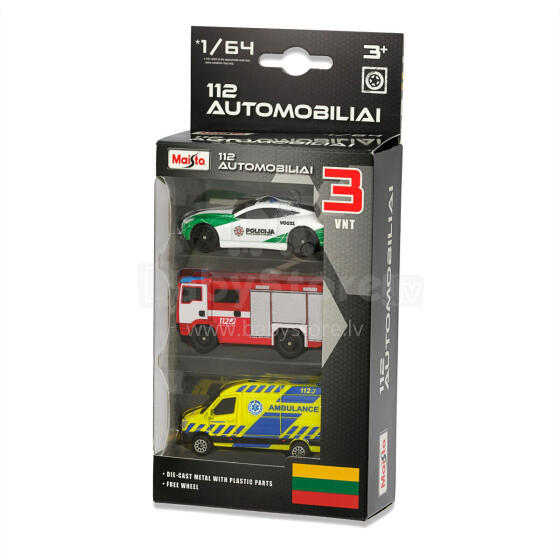 MAISTO DIE CAST neatliekamās palīdzības transportlīdzekļi 1/64 112 AUTOMOBILIAI, 12456