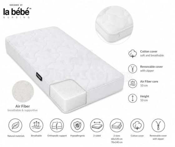 La Bebe™ Royal Air Fiber Mattress Art.290774  Детский ортопедический матрас для кровати со съёмным чехлом 120×60см