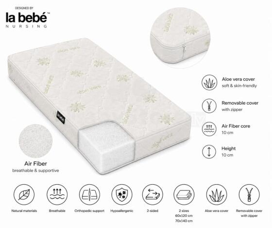 La Bebe™ Royal Air Fiber Aloe Vera Mattress Art.290775 Elpojošs bērnu ortopēdiskais matracis ar noņemamu pārvalku, 120x60cm