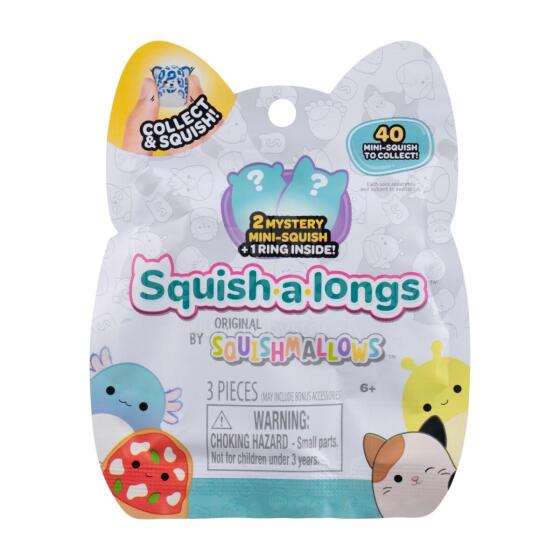 SQUISHMALLOWS SQUISH-A-LONGS figūriņas, 2-paka necaurspīdīgā iepakojumā, 2,5 cm