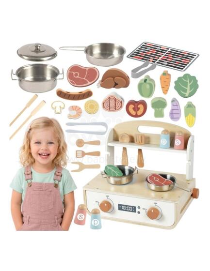 TOOKY TOY Koka virtuve ar grilu un piederumiem
