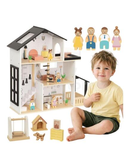 TOOKY TOY Wooden Dollhouse 25 Pieces