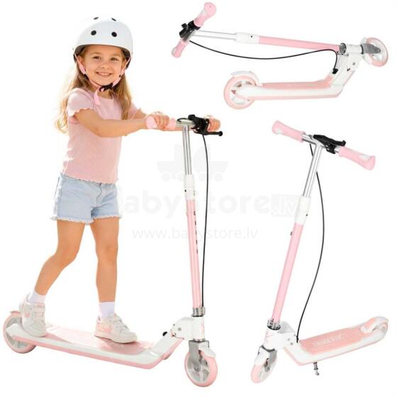 Ikonka Art.KX2778_1 Hulajnoga dla dzieci TRIKE FIX dwukołowa LED składana podwójne hamulce różowa