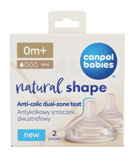 CANPOL BABIES knupis NATURAL SHAPE Anti-colic, ļoti lēns, 0m+, 2 gab., 21/750