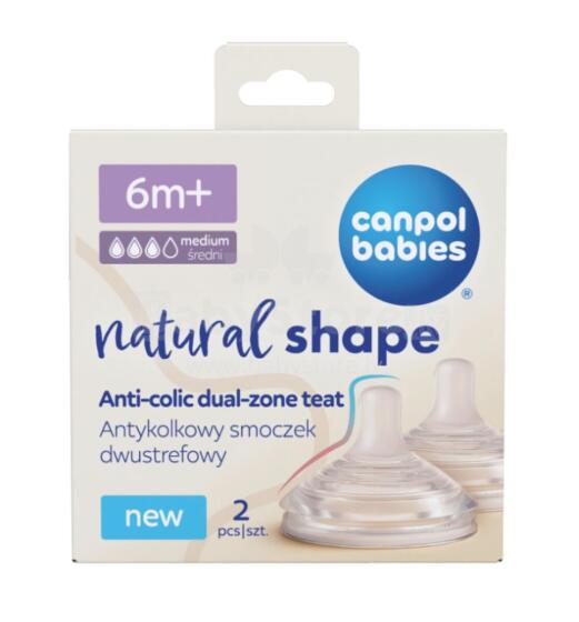 CANPOL BABIES teat NATURAL SHAPE Anti-colic, medium flow, 6m+, 2 pcs., 21/752