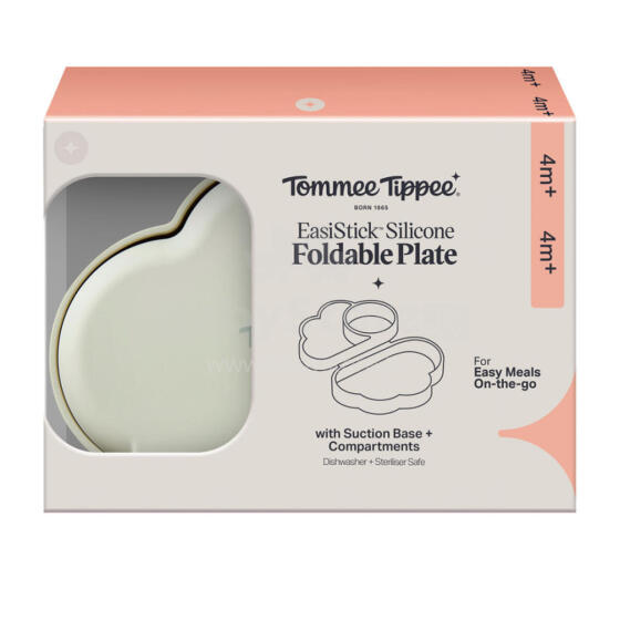 TOMMEE TIPPEE silikona salokāms šķīvis ar piesūcekņa pamatni un nodalījumiem, 448744