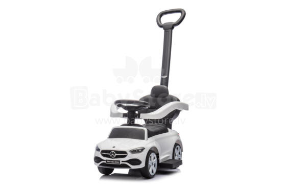 Ride-on car with handle - 668- rubber wheels PVC  - eco-leather - MERCEDES C63 - WHITE