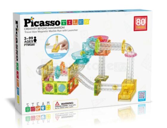 PICASSO TILES Magnētiskais konstruktors Marble Run 80 detaļas, PTMG80